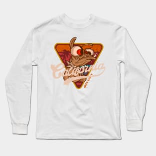 Californian pug life funny dog cartoon badge emblem illustration Long Sleeve T-Shirt